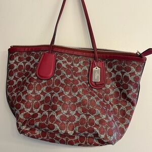 Coach Red and Gray Women's Tote Bag